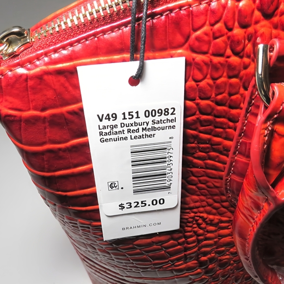 ❤️NWT BRAHMIN RADIANT RED LARGE DUXBURY GENUINE LEATHER DURABLE XBODY HANDBAG! - Picture 11 of 11
